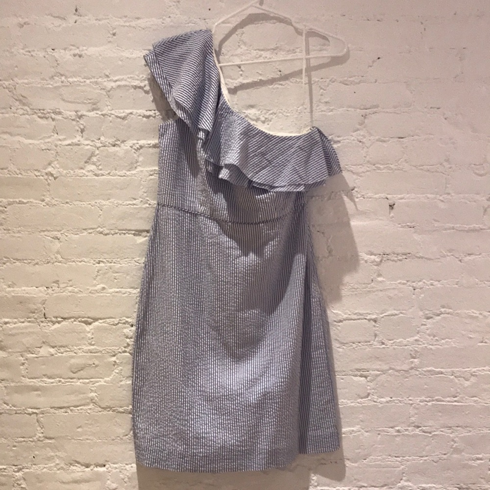 J.Crew one shoulder seersucker dress NWT